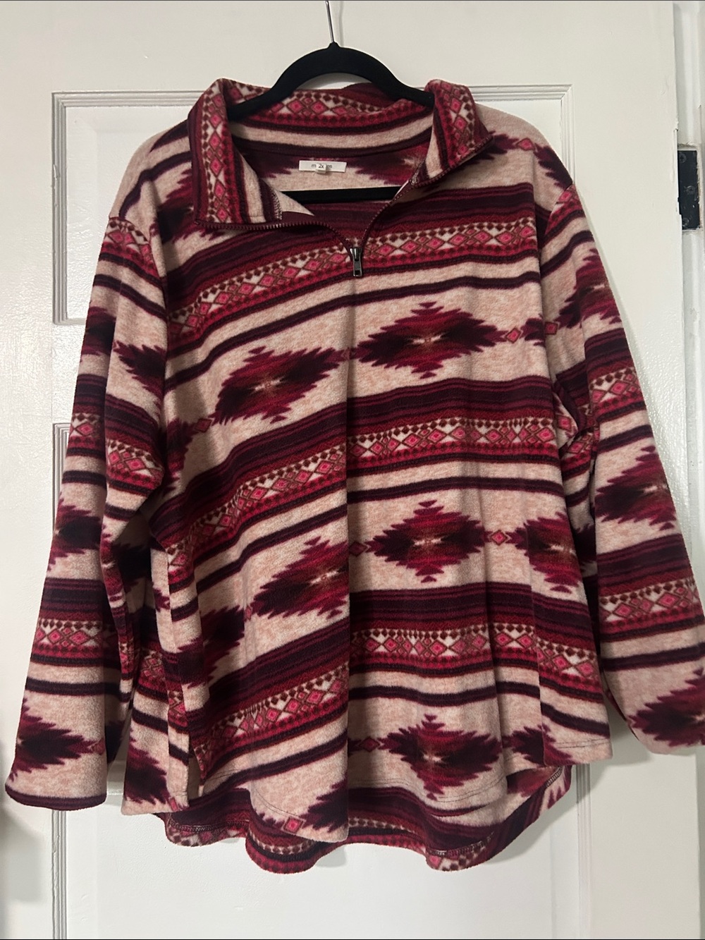Maurices Aztec Half-Zip Fleece Pullover - Burgundy & Cream